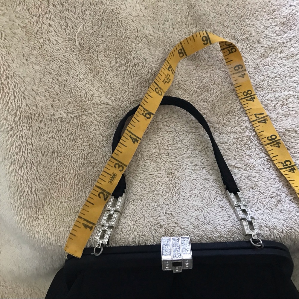 Kenneth Jay Lane Black Shoulder Bag with Silver Accents - Picture 3 of 7